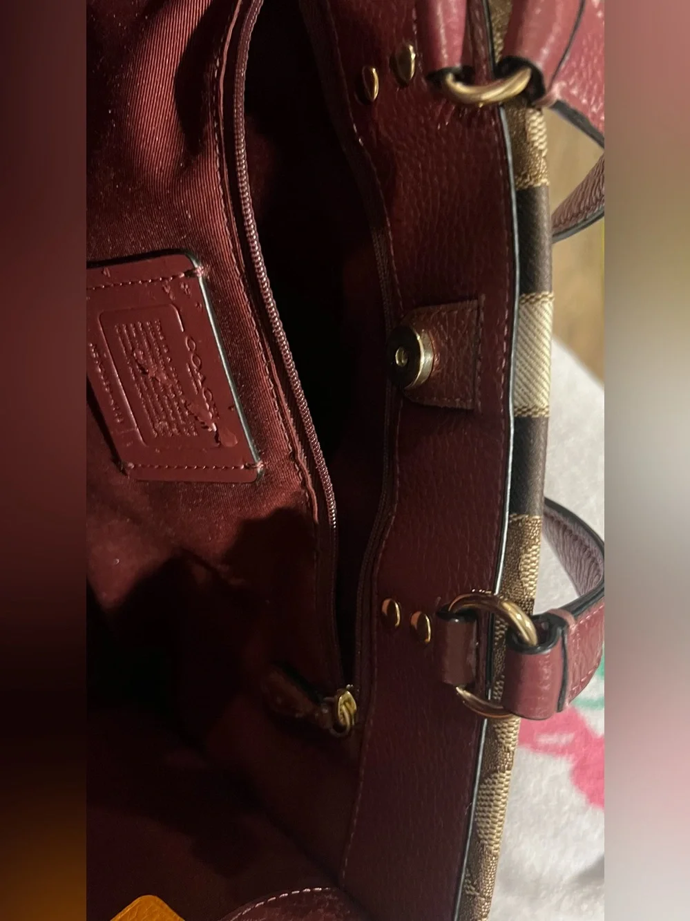 COACH BAG in brown and orange tote small